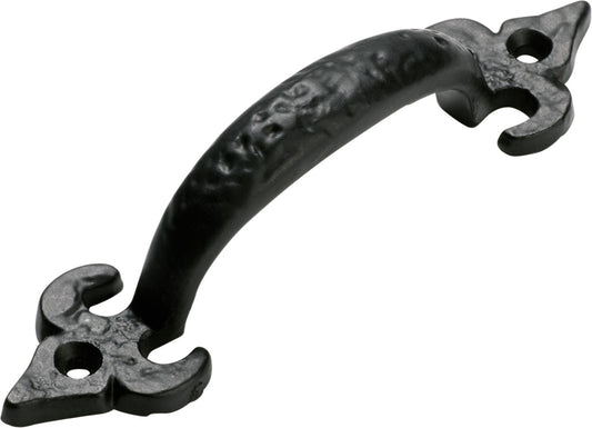 Pull Handle Iron Fleur-de-lis Matt Black H125xP29mm