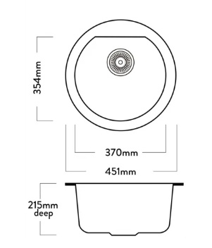 MERCER DURO GRANITE ( AMALFI, LIVORNO, MONZA ) SINGLE ROUND BOWL - BLACK. CONCRETE & WHITE.
