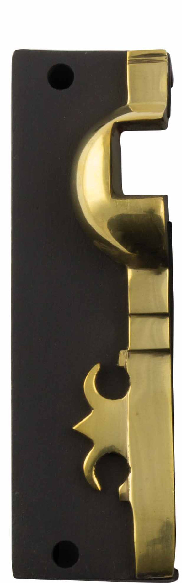 Rim Lock Carpenters Right Hand Keeper Unlacquered Brass Matt Black H128xW38mm