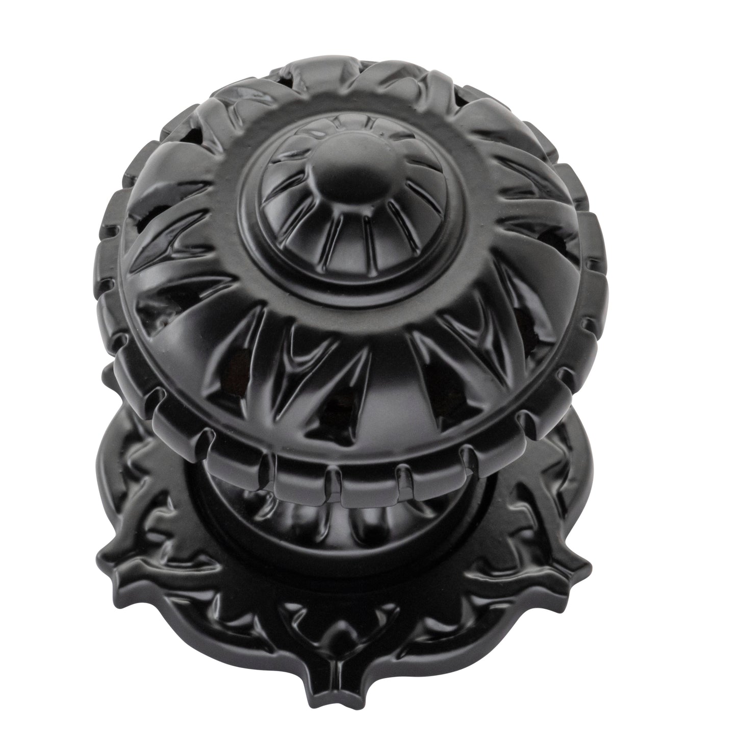 Centre Door Knob Filigree Matt Black P86mm Backplate 68mm