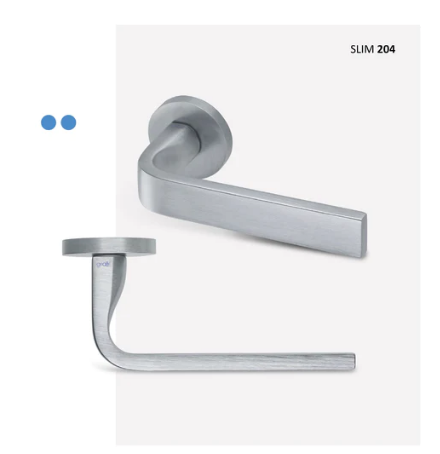 Groel Slim 204 Round Door Handle Set Finish Available In 2 Colours :  Brushed Satin Chrome & Inox Tech