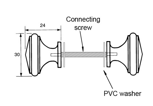 Kethy Brass Dimple Knob 30mm Inc fittings Back-to-back pair Polished Chrome