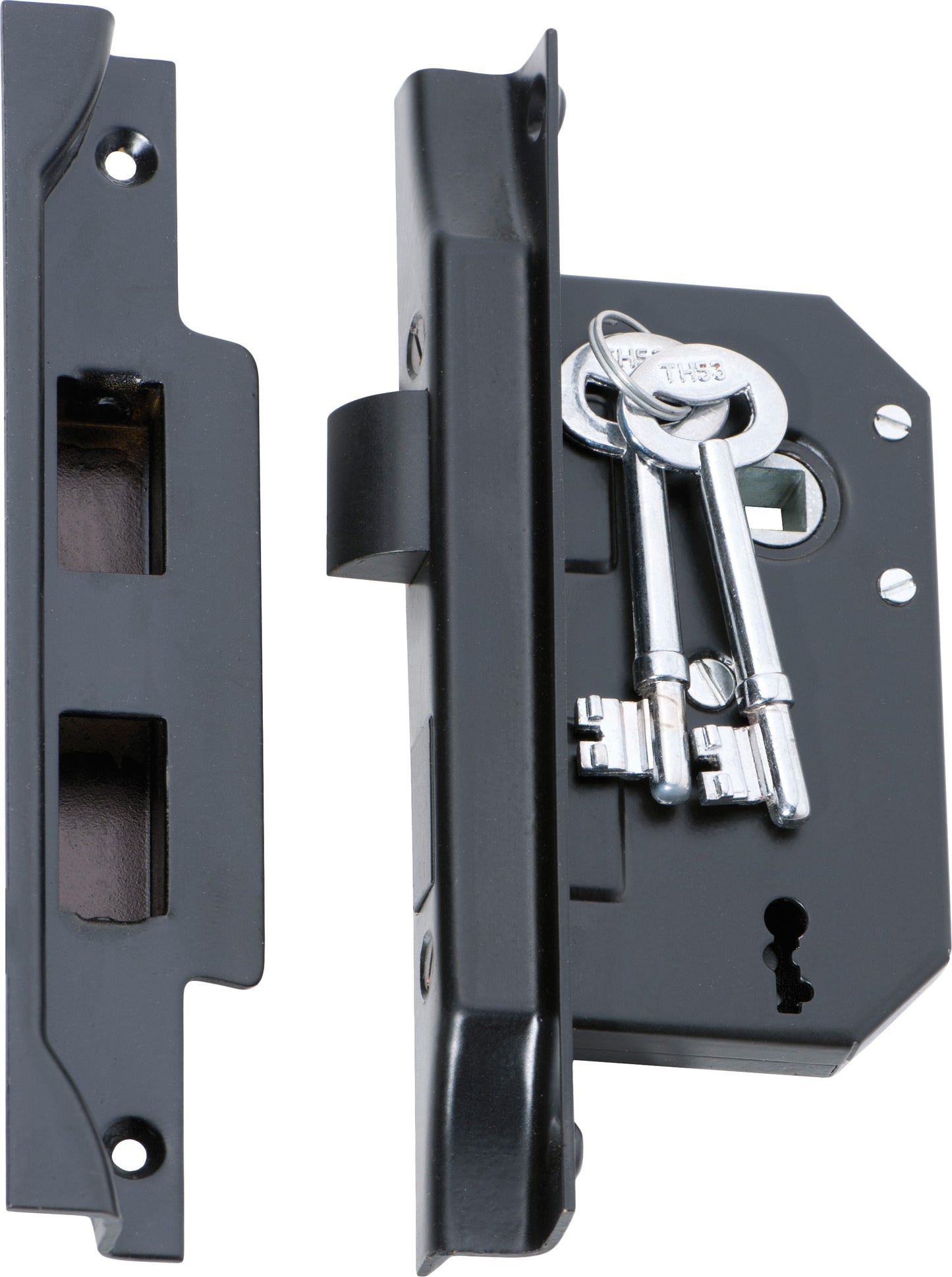 Mortice Lock 3 Lever Rebated Matt Black CTC57mm Backset 44mm