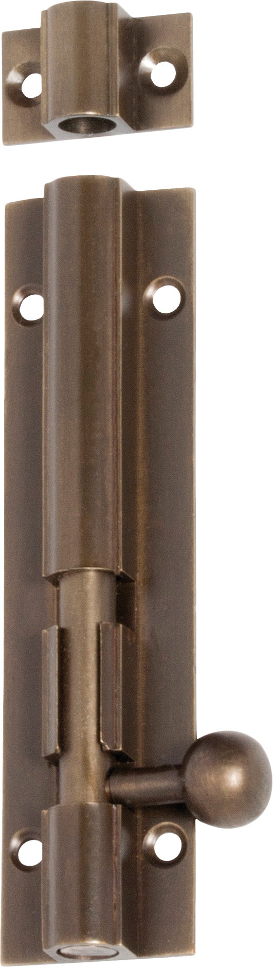 Barrel Bolt Antique Brass L100xW25mm Bolt 7.5mm