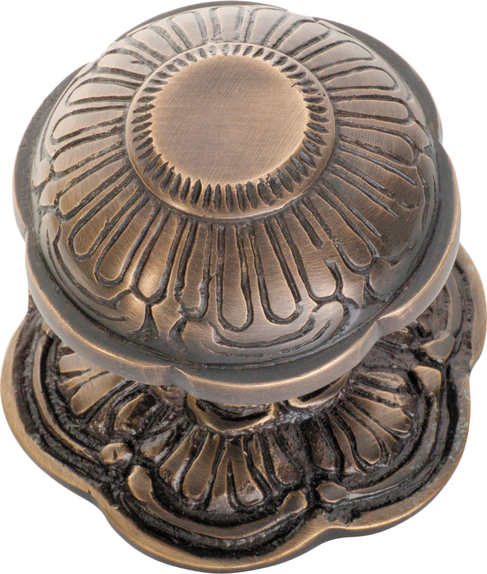 Centre Door Knob Ornate Antique Brass P73mm Backplate 80mm