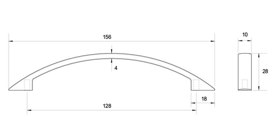 Kethy Bow Handle 128mm C to CÂ Polished Chrome & Stainless Effect