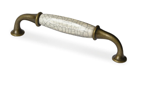 ELITE JULIET PULL HOLE CENTRE 128MM ( LENGTH: 140mm x HEIGHT : 40mm x WIDTH : 22mm ) ANTIQUE BRONZE / CRAZED CREAM