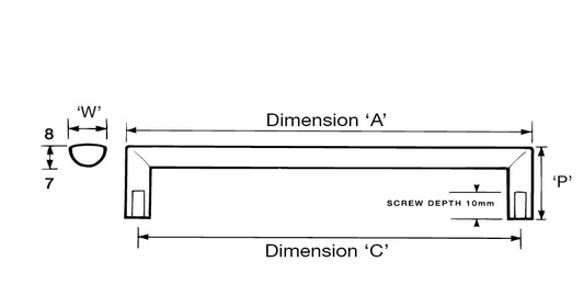 Kethy Oblong Handle Polished Chrome Available in 5 Sizes : 96mm ,128mm ,160mm ,240mm ,288mm