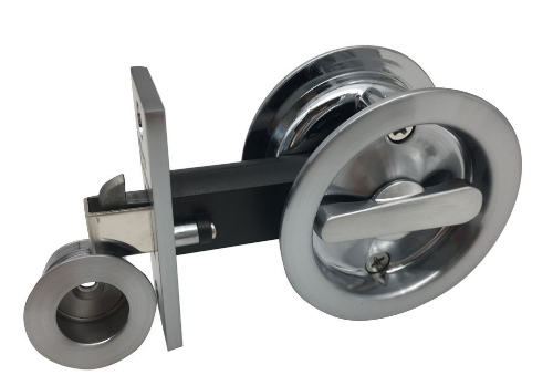 MILES NELSON CAVITY DOOR SLIDER PRIVACY SET ROUND WITH FINGER PULL BLACK VISUAL PACK   IN 4 COLOURS : BLACK ,SATIN CHROME ,SATIN GRAPHITE ,SATIN NICKEL