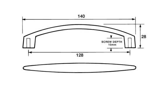 Kethy Malibu Handle 128mm Stainless Effect