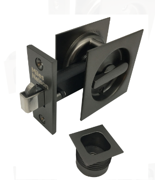MILES NELSON CAVITY DOOR SLIDER PRIVACY SET SQUARE WITH FINGER PULL VISUAL PACK   IN 4 COLOURS : BLACK ,SATIN CHROME ,SATIN GRAPHITE ,SATIN NICKEL