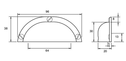 Kethy Traditional Shell 64mm C to C 96mm O/A Distressed Available in 4 Colours : Polished Chrome ,Rustic Brass ,Rustic Copper ,Satin Chrome
