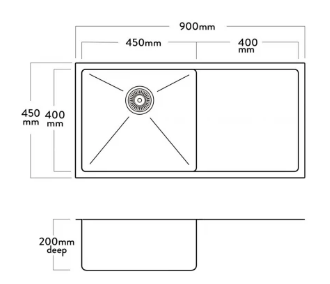 MERCER DV401R SALFORD SINGLE BOWL WITH DRAINER ON THE RIGHT / LEFT