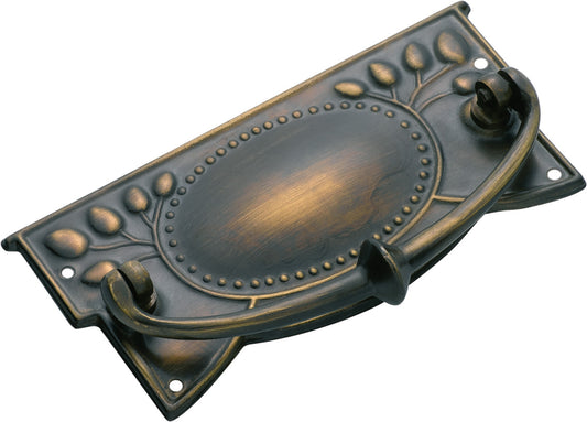 Cabinet Pull Handle Sheet Brass Edwardian Antique Brass H55xW120mm