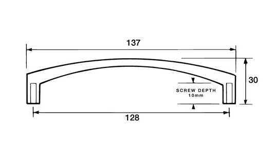 Kethy Arched D Handle 128mm Satin Chrome & Stainless Effect