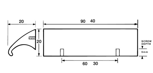 Kethy Awning Handle 40mm Long 30mm C To C Brushed Nickel