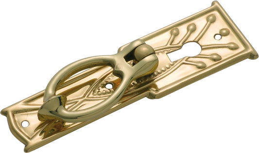Cabinet Pull Handle Sheet Brass Pedestal Edwardian Polished Brass H100xW30mm