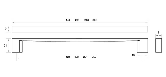 Kethy Eaton Handle C to C Stainless Effect Available in 3 Sizes : 128mm ,192mm ,352mm