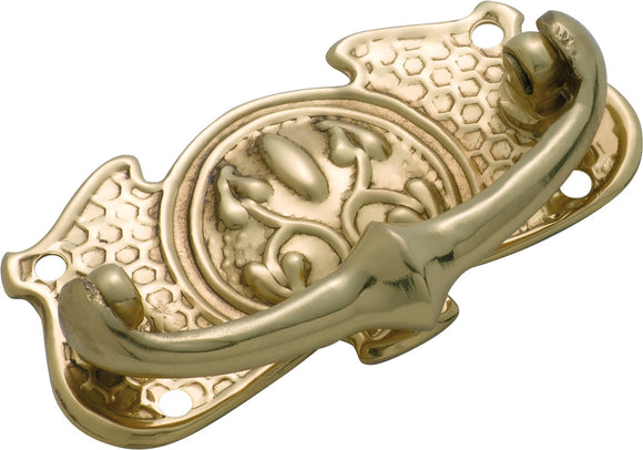 Cabinet Pull Handle Sheet Brass Nouveau Polished Brass H35xW66mm