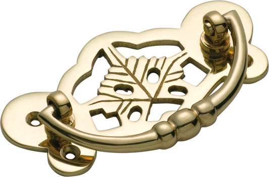 Cabinet Pull Handle Maple Leaf Polished Brass H45xW88mm