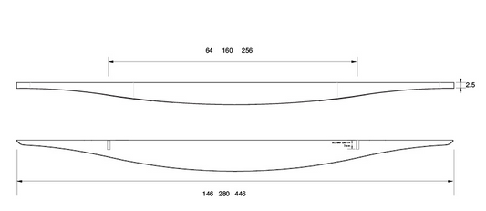 Kethy Narrow Tapered Cup Handle 280mm O/A 160mm C To C Polished Chrome & Stainless Effect