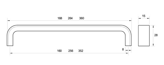 Kethy Ealing Handle 160mm C to C Available in 4 Colours : Brushed Orb ,Polished Chrome ,Stainless Effect ,Black Paint Matt#5