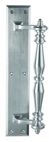 Drake & Wrigley 1600 Antique Style Pull Handle On Plate In 4 Colours : Chrome ,Florentine Bronze ,Brass Plate ,Satin Chrome Plate