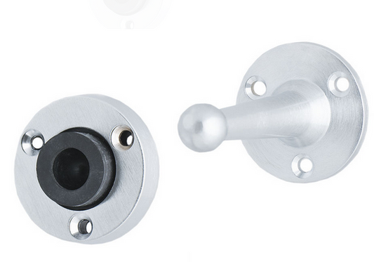 MILES NELSON DOOR STOP & HOLDER POLISHED BRASS ,SATIN CHROME FINISH