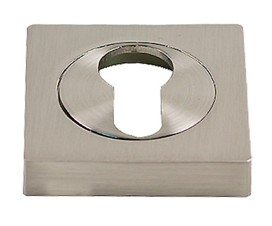 Sylvan Square Escutcheon Euro ,Oval Key 50mm Dia Satin Nickel Plate Finish