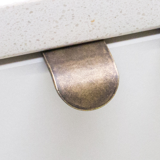 Kethy Narrow Edge Pull 20mm O/A Available In 4 Colours :Antique Brass Matt ,Copper Blush Matt ,Charcoal Matt ,Oxidised Tin Matt