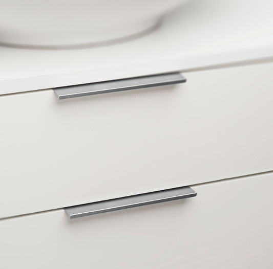 Kethy Straight Flat Edge Pull 96mm O/A 2 Dowel Black Paint Matt#6 & Satin Chrome