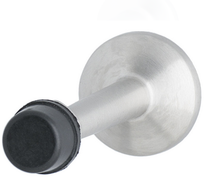 MILES NELSON DOOR STOP ROUND TAPERED WALL MOUNT IN 2 COLOURS : SATIN CHROME ,STAINLESS STEEL