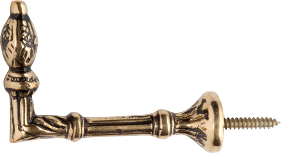 Curtain Tie Back Hook Ornate Polished Brass P70mm