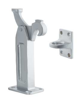 MILES NELSON DOOR STOP LATCH BACK HEAVY DUTY FLOOR MOUNT IN 2 COLOURS : BLACK ,SATIN CHROME