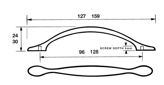 Kethy Slim DB Handle 96mm & 128mm Brushed Nickel