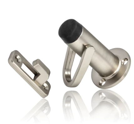 Mardeco 5028C Door Stop With Round Catch Diameter 30mm x 76mm Finish Available In 3 Colours : Black ,Brushed Nickel & Satin Chrome