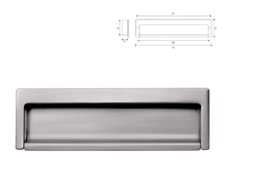 ELITE ROSETTE INSET  HOLE CENTRE 160MM ( LENGTH : 170mm x HEIGHT : 55mm x DEPTH : 16mm ) BRUSHED NICKEL & MATT CHROME
