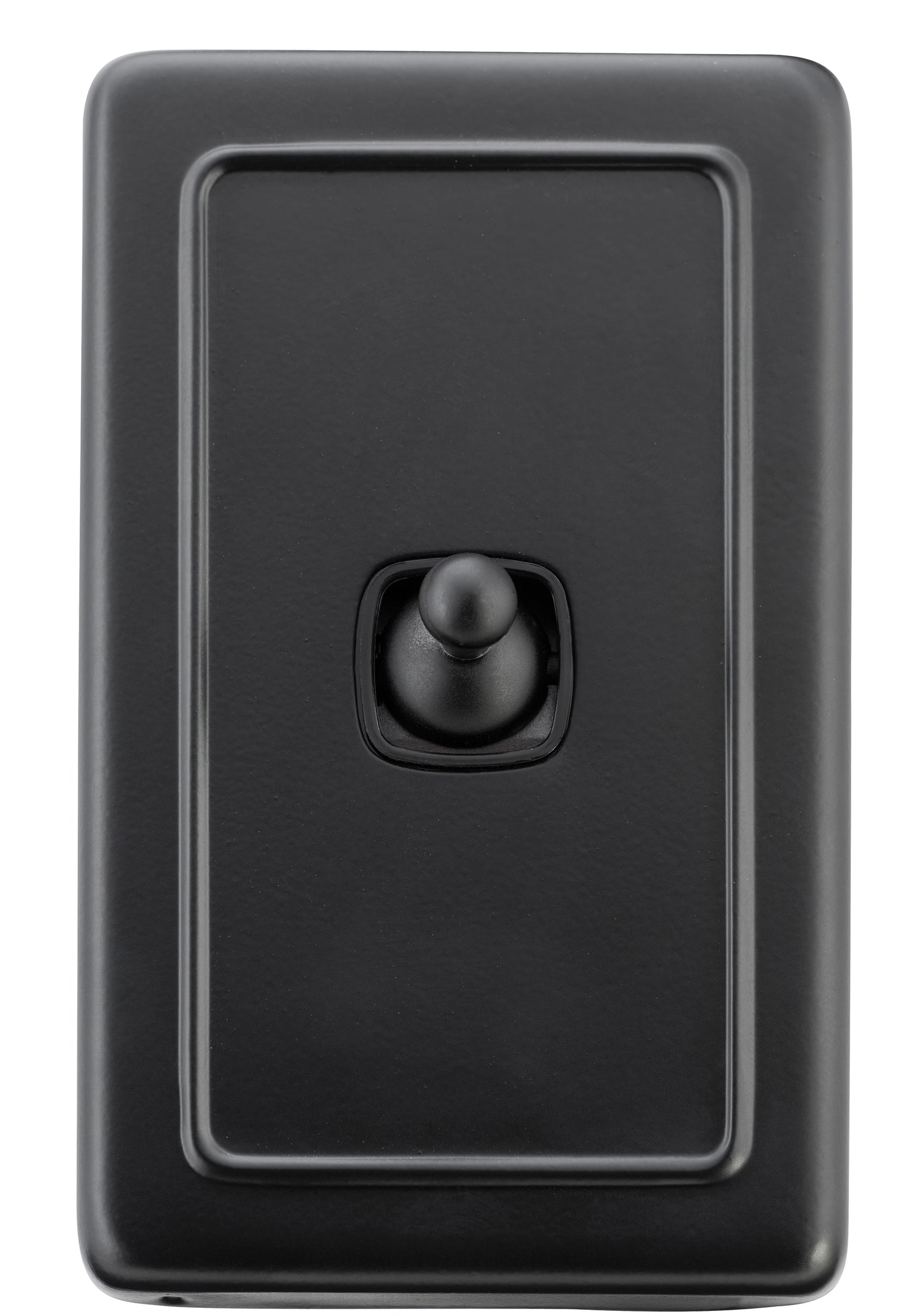 Switch Flat Plate Toggle 1 Gang Matt Black H115xW72mm