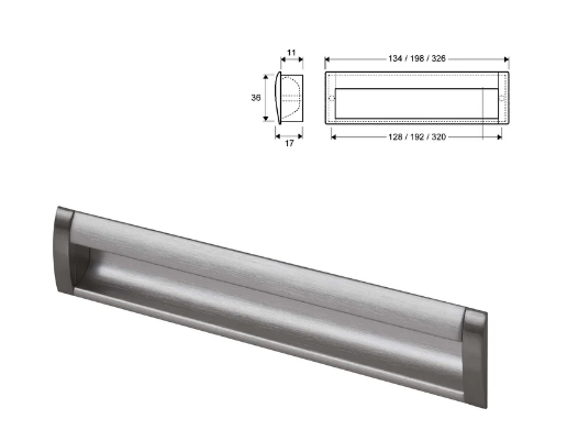 ELITE INSET HOLE CENTRE AVAILABLE IN 4 SIZES : 128MM ,192MM ,320MM .448MM BRUSHED NICKEL