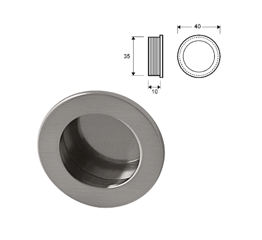 ELITE ROUND / SQUARE PULL HANDLE LENGTH : 40mm x WIDTH :40mm x DEPTH :10mm - SATIN CHROME & BRUSHED NICKEL