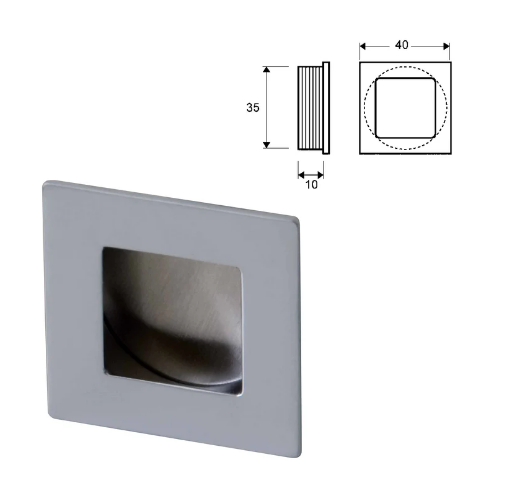 ELITE ROUND / SQUARE PULL HANDLE LENGTH : 40mm x WIDTH :40mm x DEPTH :10mm - SATIN CHROME & BRUSHED NICKEL