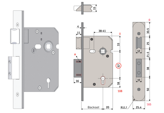 Sylvan 5 Lever Security Mortice Lock 2.5" & 3" - Antiq Brass ,Polished Brass & Stainless steel