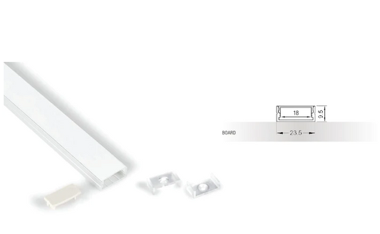 ELITE EOS LED STRIP 9.5MM SURFACE MOUNT EXTRUSION FINISH SILVER