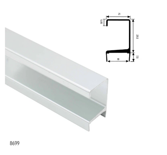 ELITE COSIMA CLIP ON G PROFILE LENGTH 3MTR ,HEIGHT : 29.5mm ,WIDTH : 18mm - MATT CHROME & MIRROR NICKEL