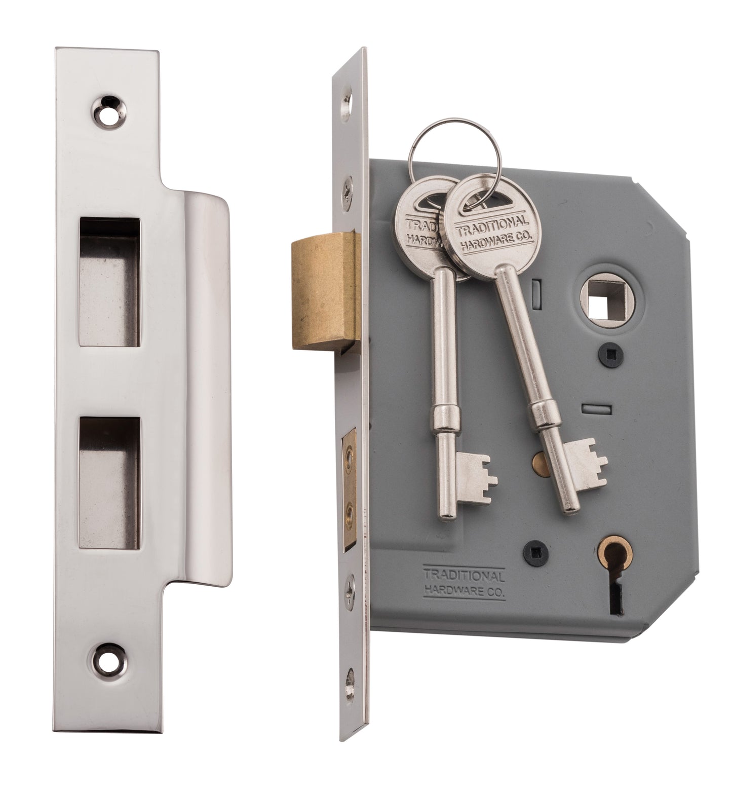 Mortice Lock 5 Lever Polished Nickel CTC57mm Backset 57mm