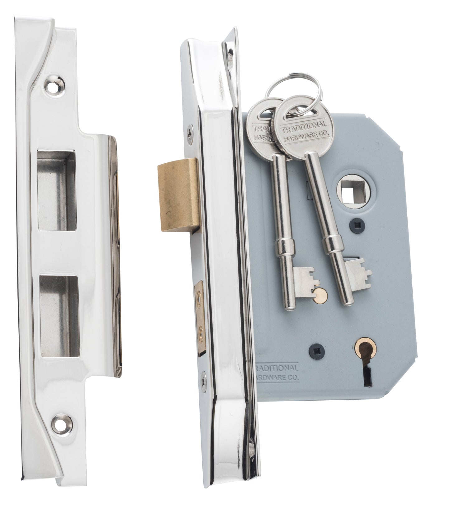 Mortice Lock 5 Lever Rebated Polished Nickel CTC57mm Backset 57mm