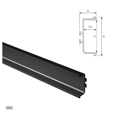 ELITE APOLLO CENTRE HANDLE PROFILE LENGTH : 3MTR ,HEIGHT : 56mm ,WIDTH : 19mm - MATT CHROME ,SATIN BLACK & ARCTIC WHITE