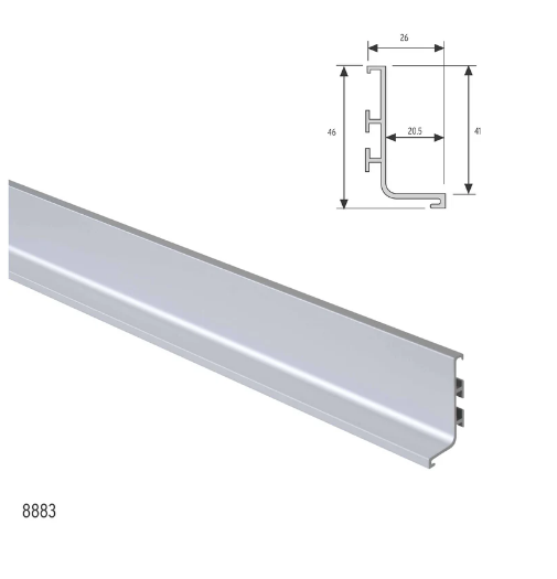ELITE APOLLO TOP HANDLE PROFILE LENGTH : 3MTR ,HEIGHT : 41mm ,WIDTH : 19mm - MATT CHROME ,SATIN BLACK & ARCTIC WHITE