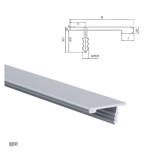 ELITE ROSA TOP MOUNT HANDLE LENGTH : 3MTR ,HEIGHT : 14.7mm ,DEPTH : 37mm - MATT CHROME