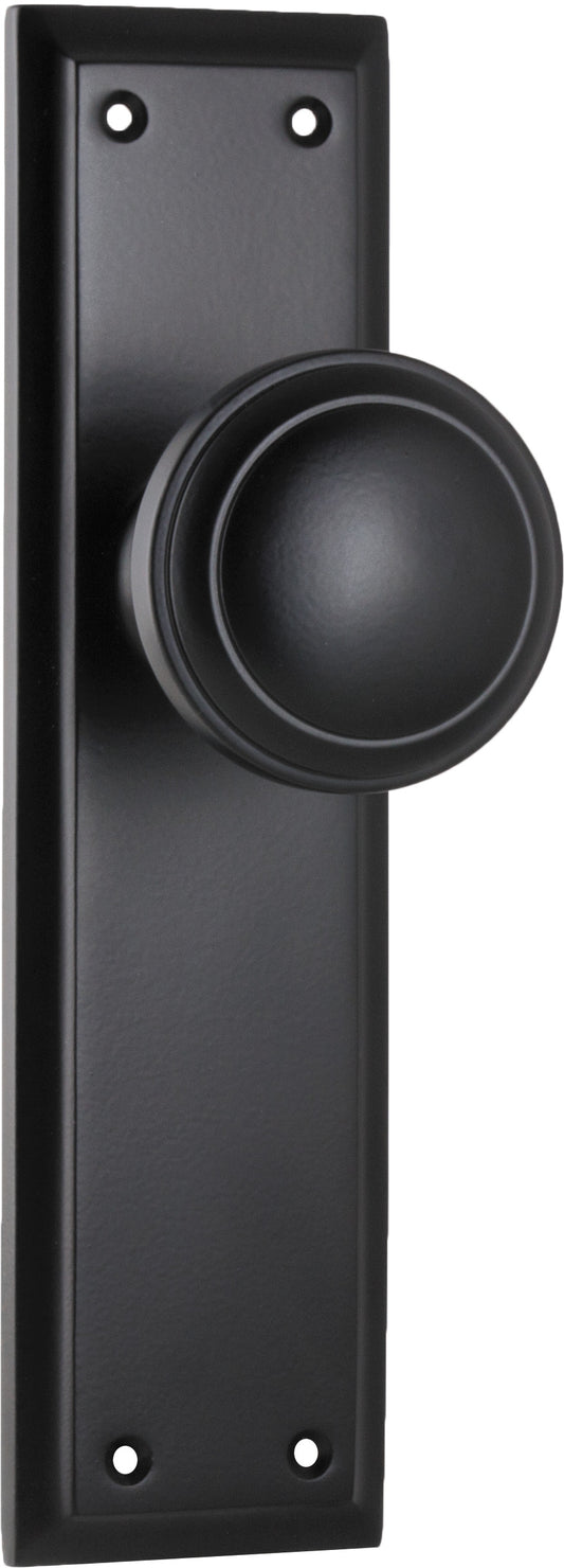 Door Knob Milton Latch Pair Matt Black H200xW50xP73mm